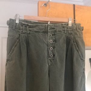 Free People button fly baggy army pants